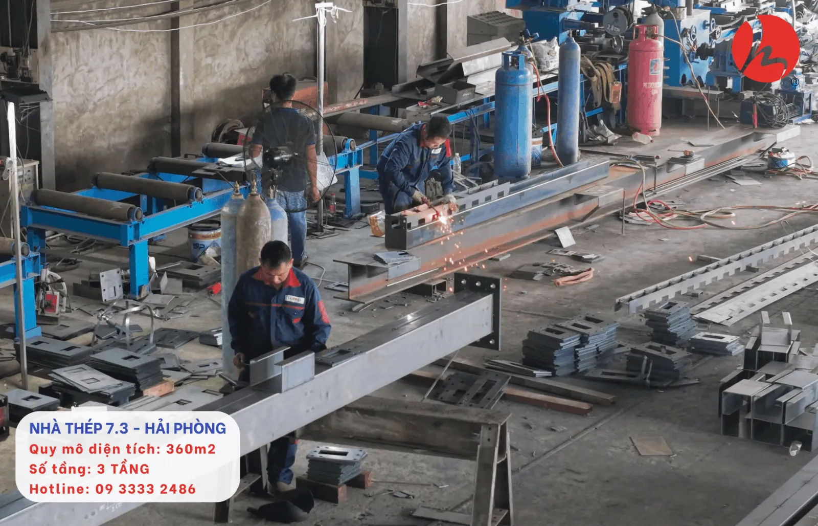 Gia công cấu kiện khung thép tại nhà máy Trường Giang Steel