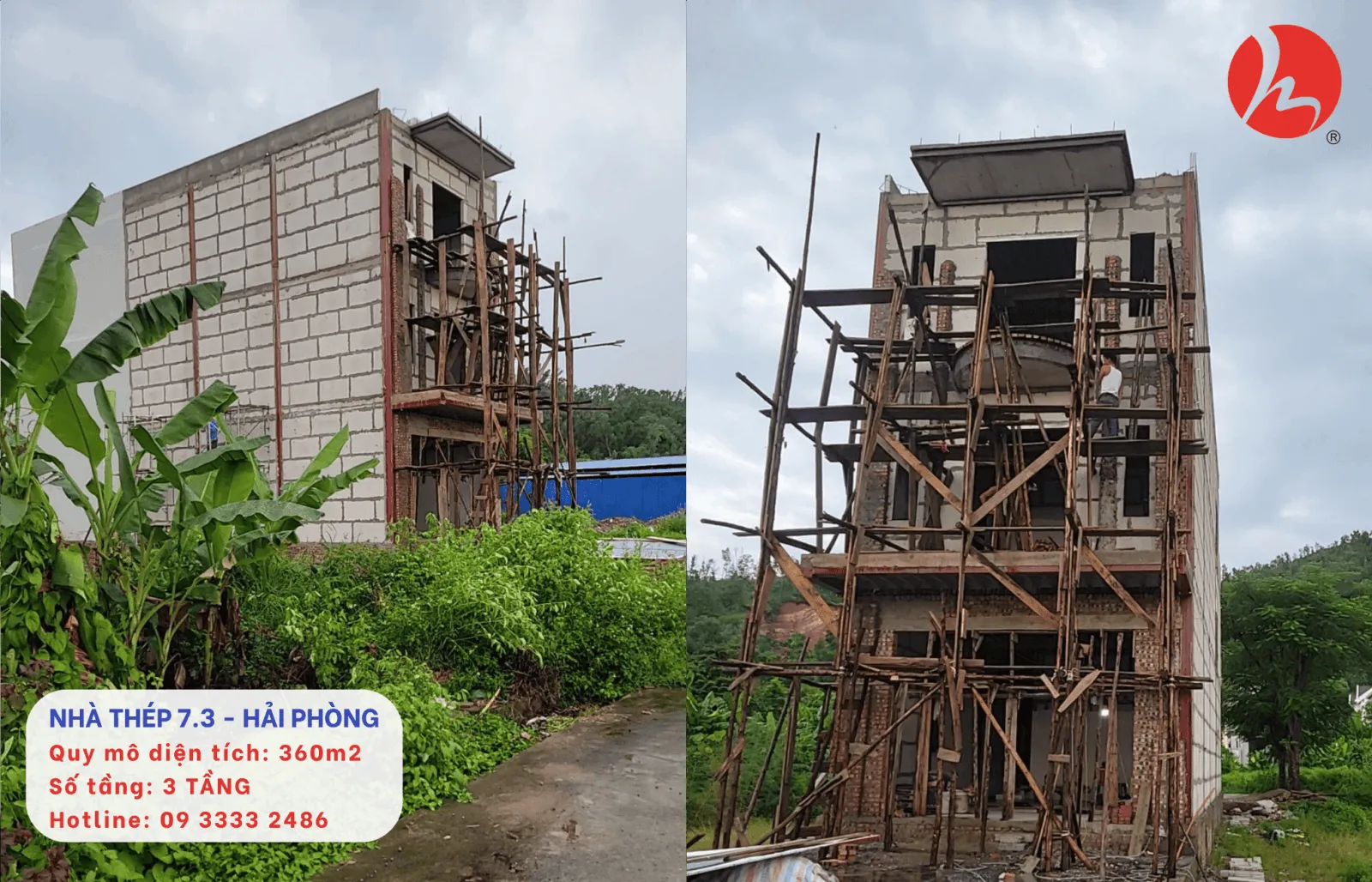 Toàn cảnh Nhà thép 7.3 – Hải Phòng trong giai đoạn hoàn thiện mặt ngoài