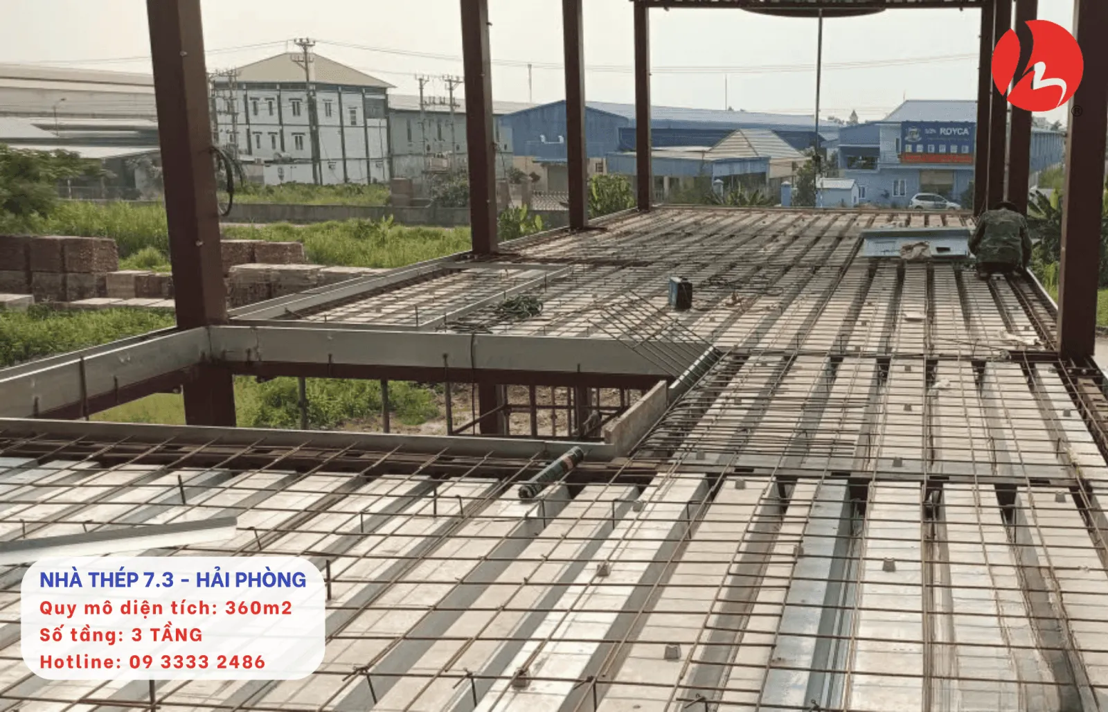 Thi công lắp đặt sàn deck và lưới thép hàn cho công trình Nhà thép 7.3 Hải Phòng