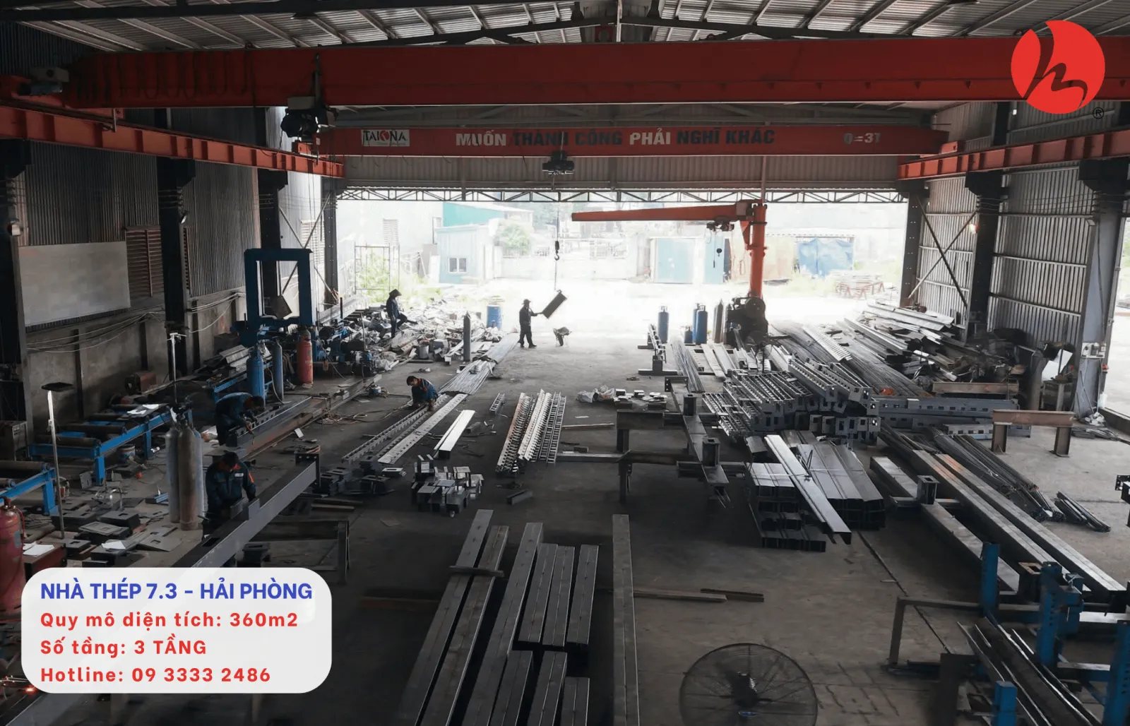 Toàn cảnh xưởng chế tạo khung thép Nhà Thép 7.3