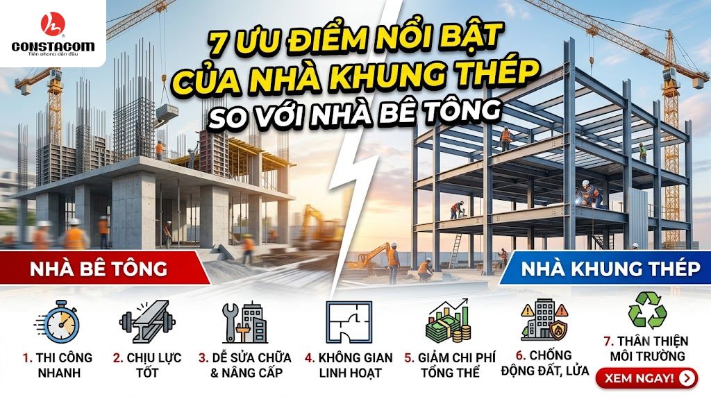 7 ưu điểm nổi bật của nhà khung thép so với nhà bê tông