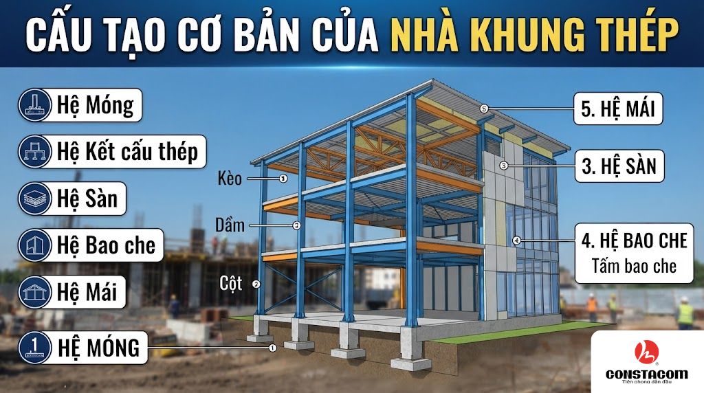 Cấu Tạo Cơ Bản Của Nhà Khung Thép