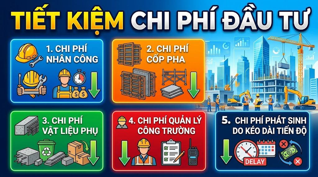 Tổng chi phí xây dựng có thể được tối ưu đáng kể nếu lựa chọn giải pháp thiết kế phù hợp